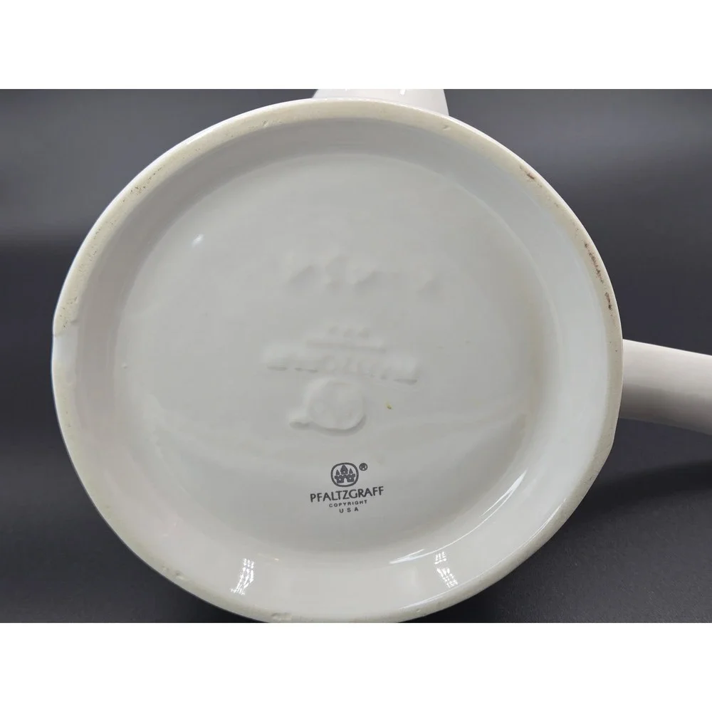 Pfaltzgraff Wyndham Spouted Gravy Boat Sauce Warmer with Handle Floral Cream